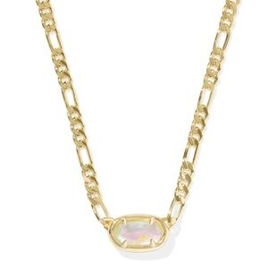 Kendra Scott Elisa Figaro Short Pendant Chain Necklace-Gold Iridescent Abalone